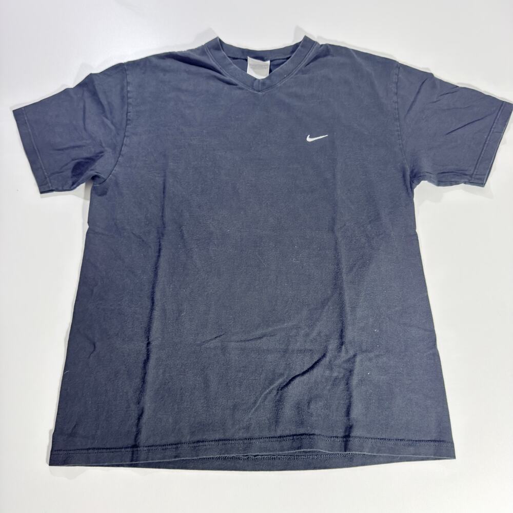 Vintage Nike Center Swoosh T Shirt Mens Medium Black Blank Made In USA Tee